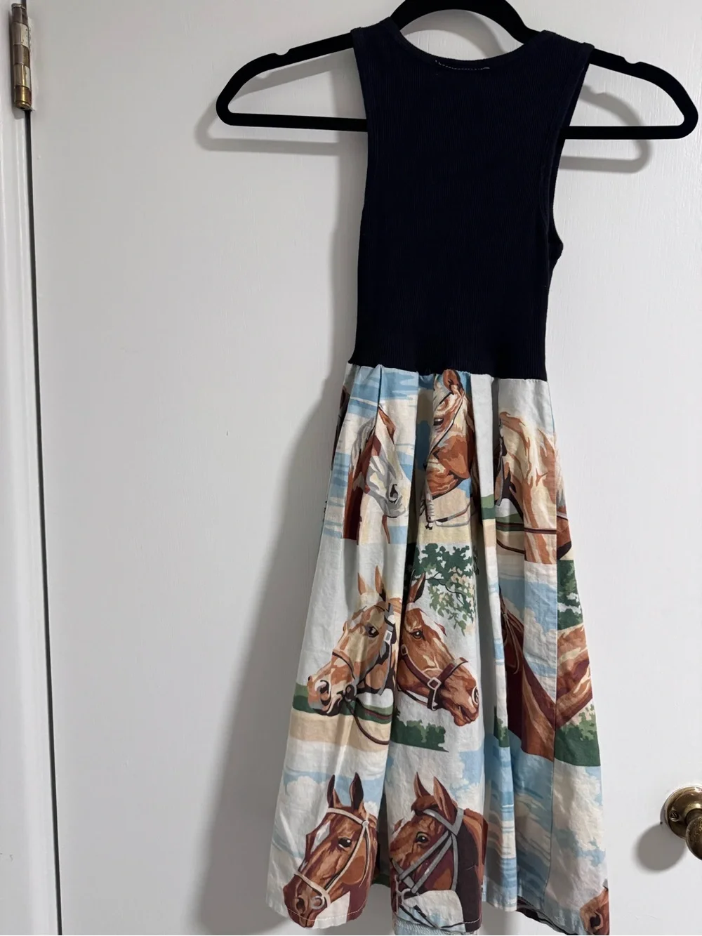 Vintage Reworked Hankie Babies 2T - 3T Girls Maxi Long Equestrian Dress Handmade
